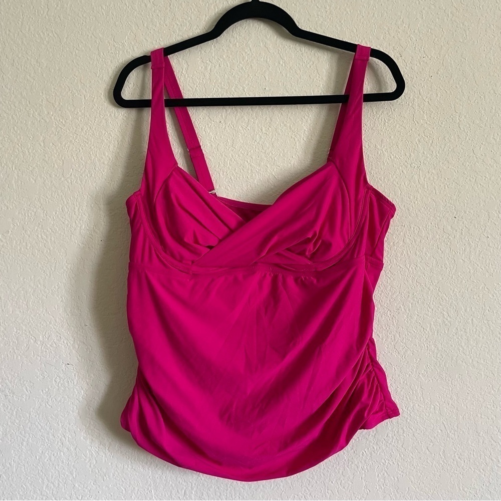 Birdsong woman’s tankini top 2X hot pink wired swim beach wear summer vacation - Picture 6 of 9